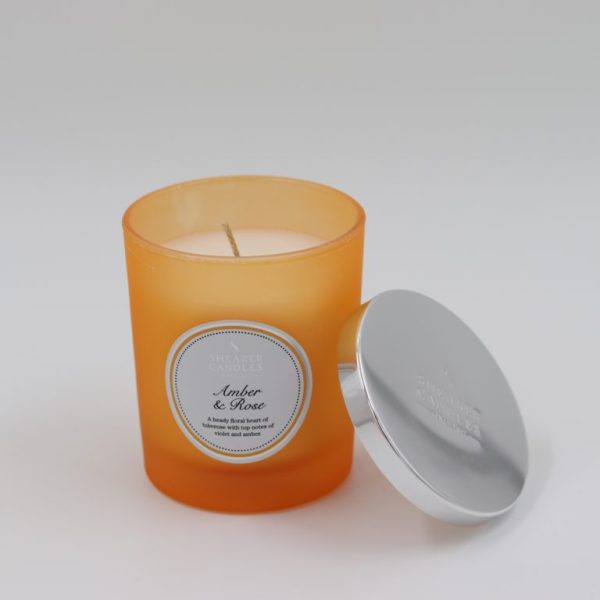 SCC705: AMBER & ROSE COLOURED JAR W/LID CANDLE