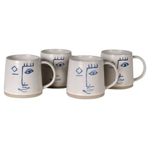 JYY172: ABSTRACT FACE MUGS S/4