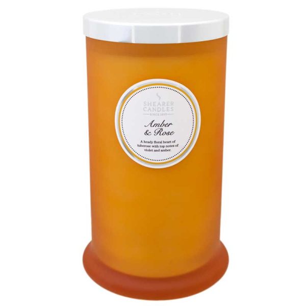 SC8605: AMBER & ROSE PILLAR JAR & LID CANDLE