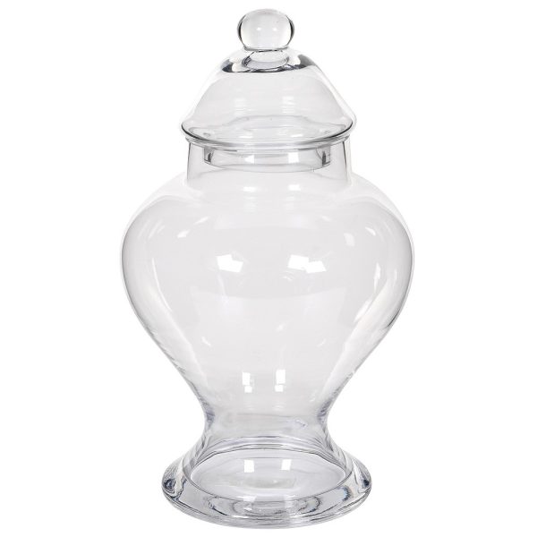 MEDIUM CLEAR GLASS GINGER JAR W/LID