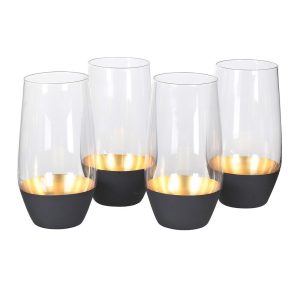 SXC096: BLACK & GOLD BASE TUMBLERS S/4