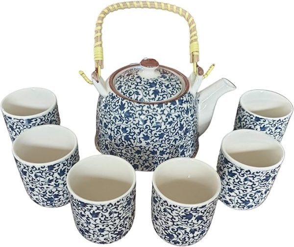 HERBAL TEAPOT SET BLUE PATTERN
