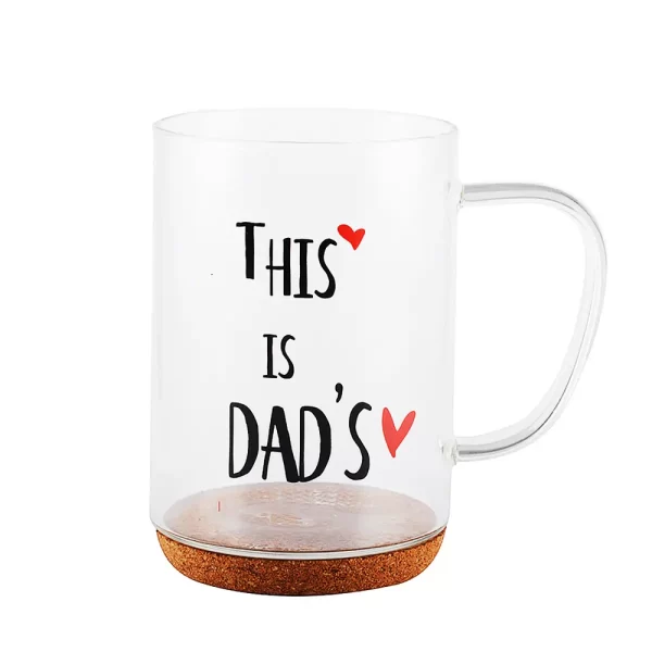 GLASS MUG W/THIS IS DAD'S & CORK