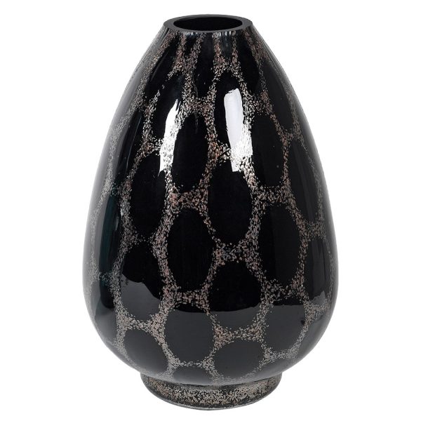 DAL077: TALL HAND BLOWN BLACK BUBBLE VASE
