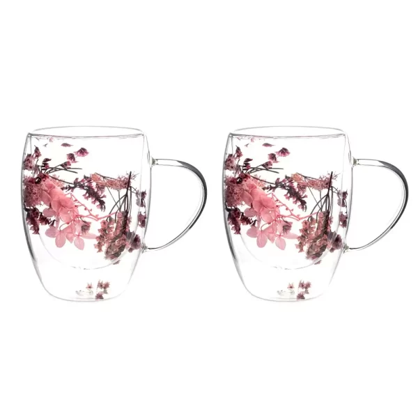 DW TEACUPS W/PINK FLOWER PATTERN S/2