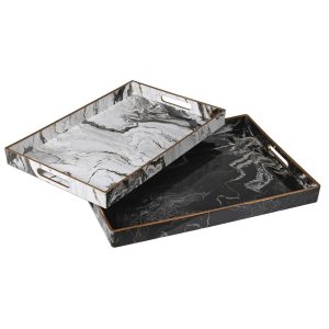 MARBLE EFFECT TRAY S/2