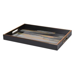 ABSTRACT GOLD & BLACK TRAY