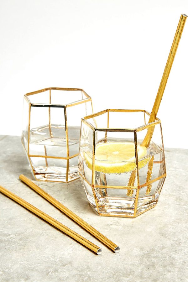 R7GEOG2: GEO GLASS GOLD S/2