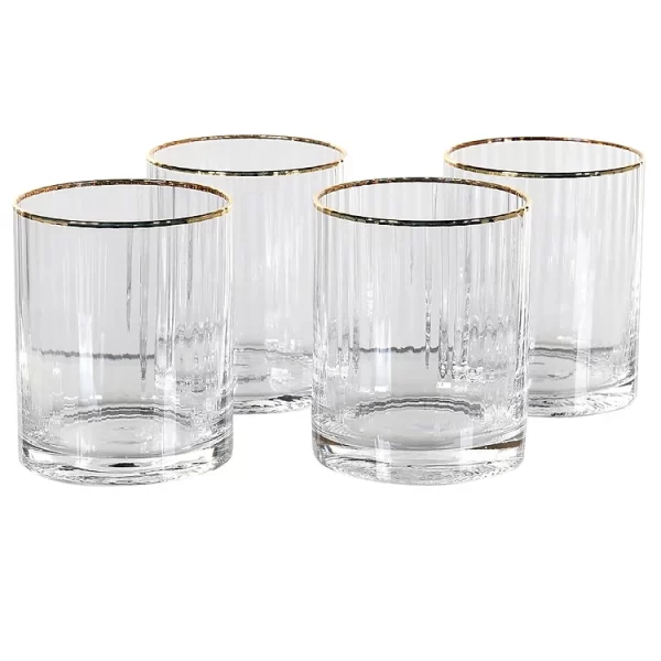 JK123: GOLD RIBBED TUMBLERS S/4