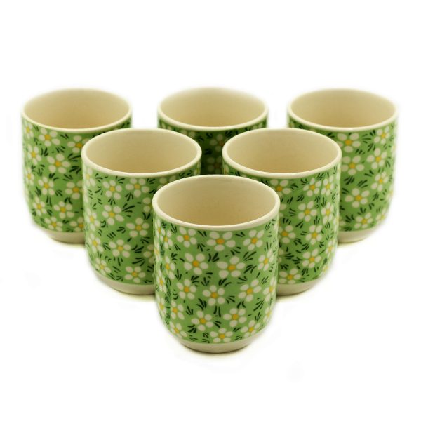 TEAP-21: HERBAL TEA CUP S/6 - GREEN DAISEY