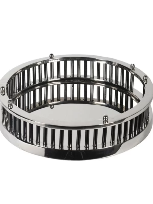 NICKLE & BLACK MIRRORED ROUND TRAY