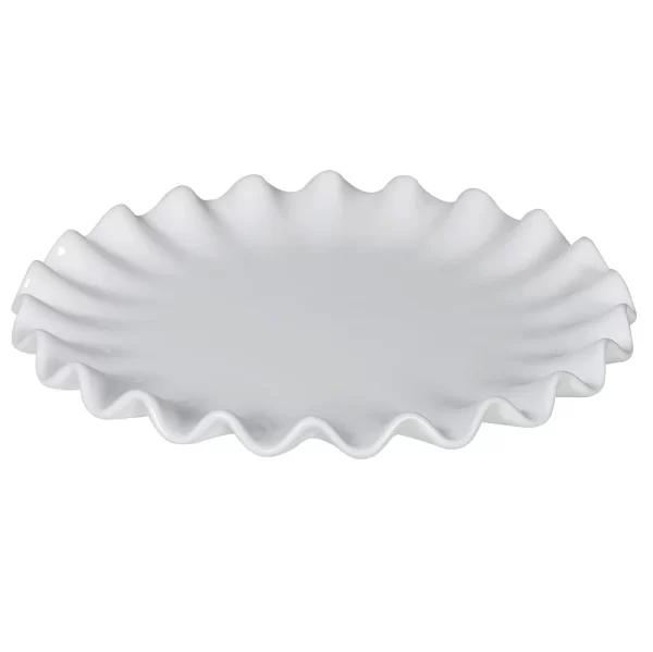 LYN070: WHITE RUFFLED CAKE PLATE
