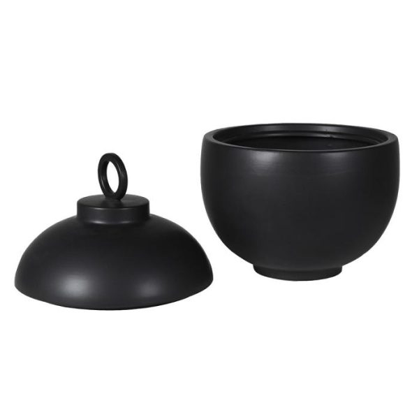 MATT BLACK CERAMIC LIDDED JAR - Image 2