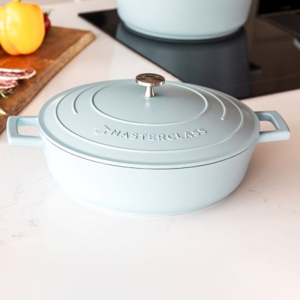 MS ALUM. SKY BLUE SHALLOW CASS. DISH 28CM 4L - Image 2