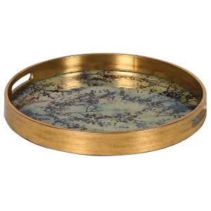 ROUND GOLD & BLOSSOM EFFECT TRAY