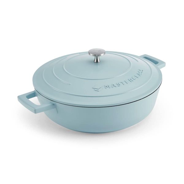 MS ALUM. SKY BLUE SHALLOW CASS. DISH 28CM 4L