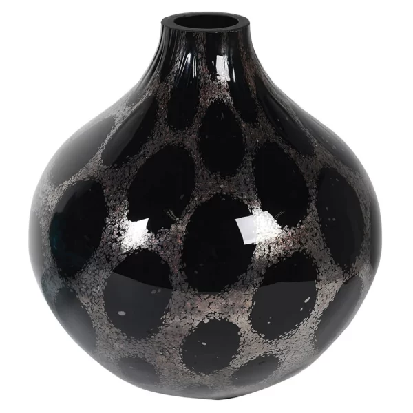 DAL076: SMALL HAND BLOWN BLACK BUBBLE VASE