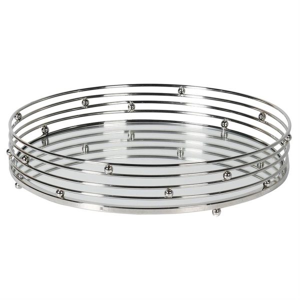 S/STEEL ROUND MIRROR TRAY