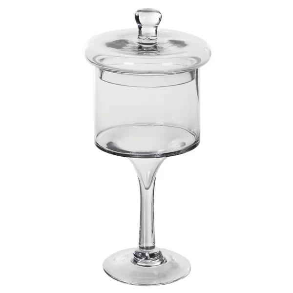 TALL STEMMED GLASS LIDDED JAR