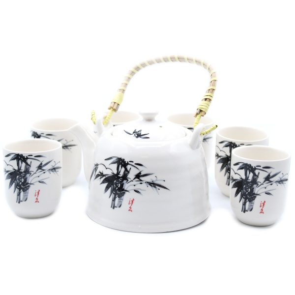 HERBAL TEAPOT SET WHITE STONE ORIENTAL