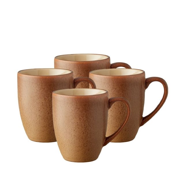 WOOD/STONEWARE MUG 30CL S/4