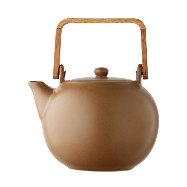 WOOD/STONEWARE TEAPOT W/STRAINER 1.2L