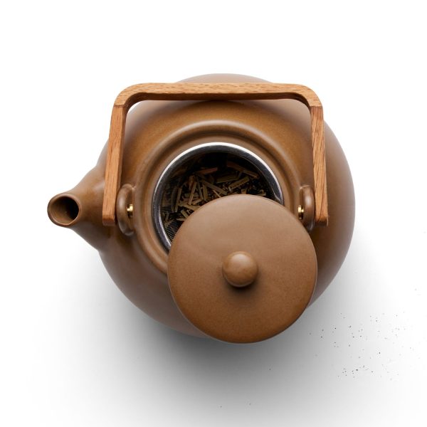 WOOD/STONEWARE TEAPOT W/STRAINER 1.2L - Image 2