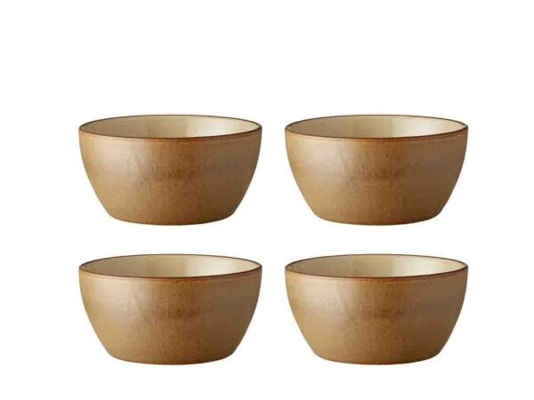 WOOD/STONEWARE BOWL 12CM S/4