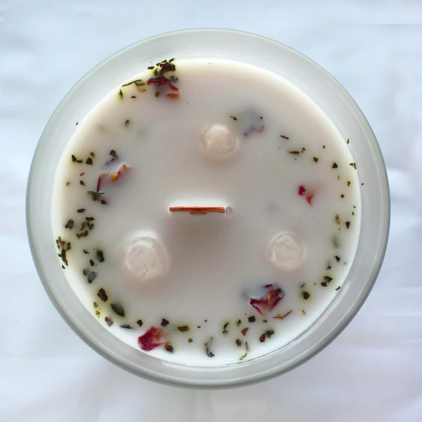 ROSE & QUARTZ GEMSTONE CANDLE - Image 2