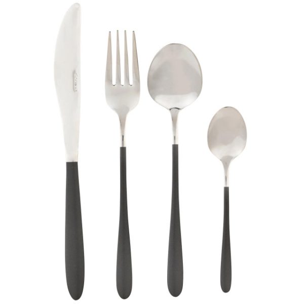 NTG022: BLACK & SILVER CUTLERY SET 16PC