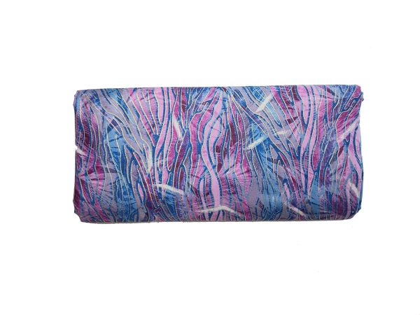 COTTON SATIN FABRIC BLUE & LILAC - Image 2