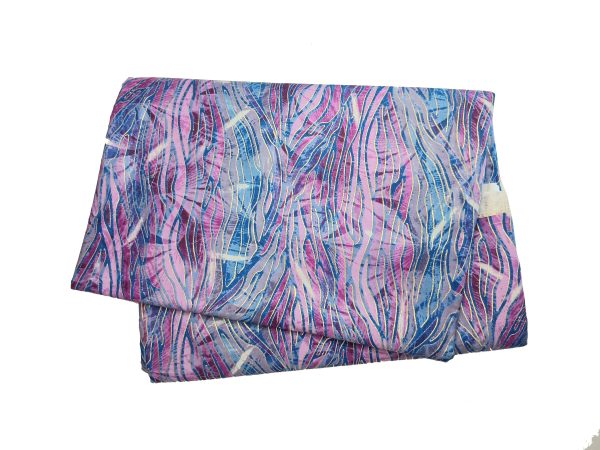 COTTON SATIN FABRIC BLUE & LILAC