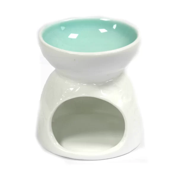 CLASSIC WHITE OIL BURNER FLORAL W/TEAL WELL - Image 2