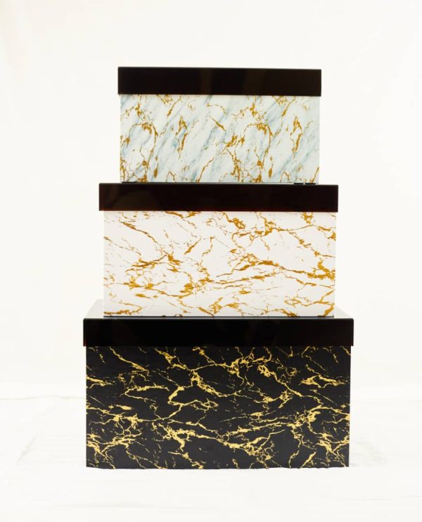 GOLD SPLASH TRUNK W/ACRYLIC LID S/3