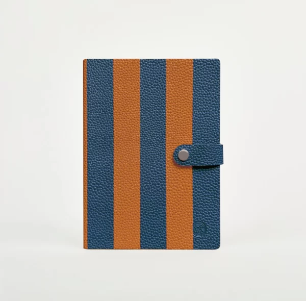A5 NICOBAR NOTEBOOK STRIPE - NAVY & ORANGE