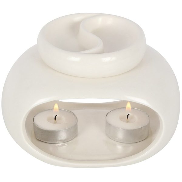DOUBLE CERAMIC OIL BURNER - OFF WHITE
