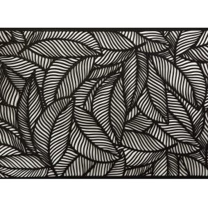 GI0175: MW TBL ACC CUTOUT PMAT 45 X 30CM LEAF BLACK S/6