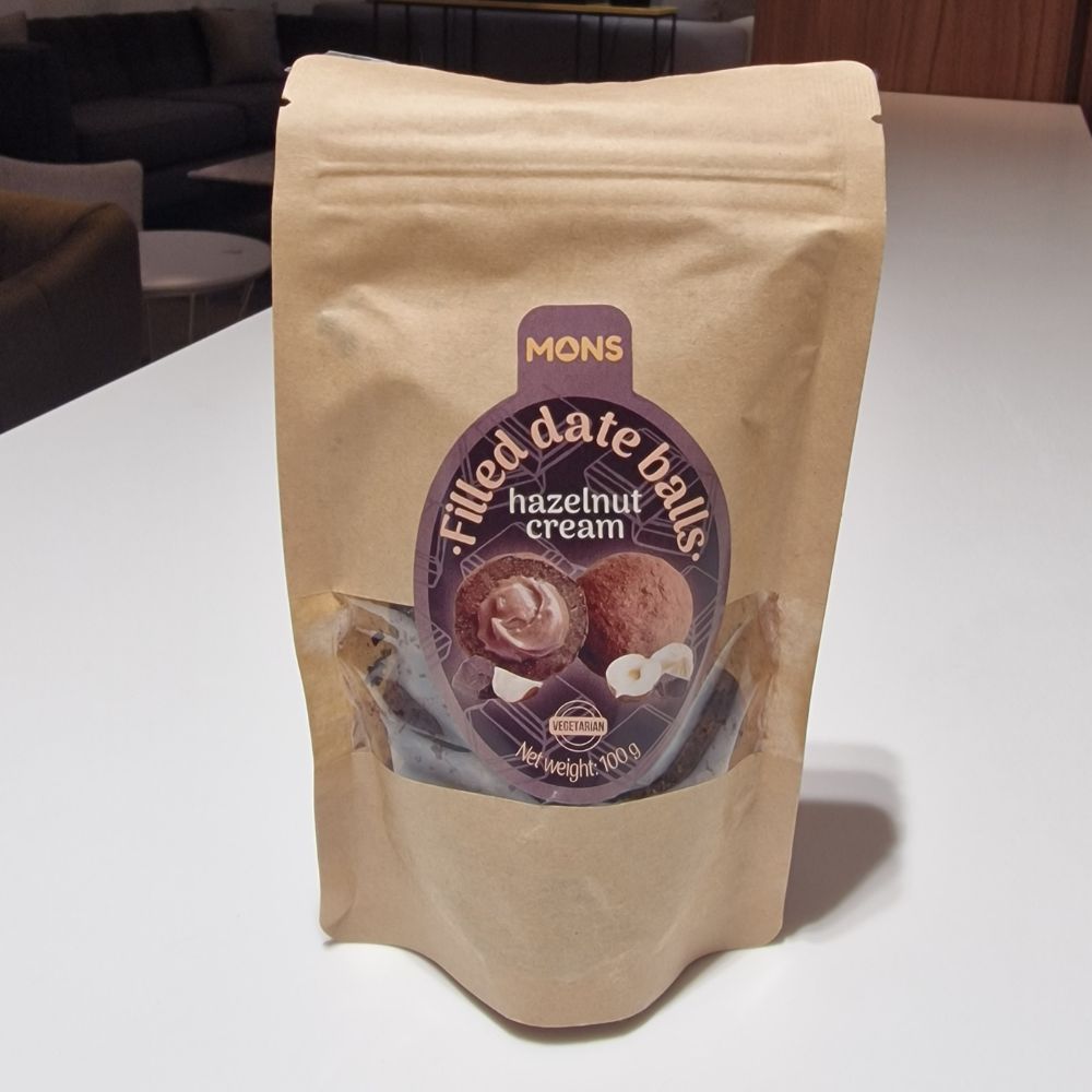 FILLED DATE BALLS W/HAZELNUT & C. CREAM 100G