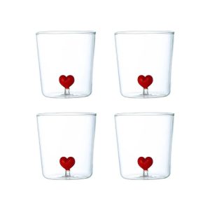 247601: HEART SHAPED WATER GLASSES 300ML S/4
