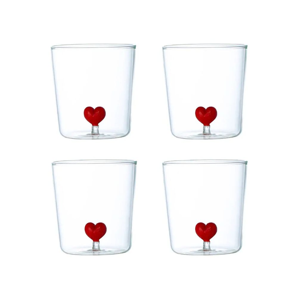 247601: HEART SHAPED WATER GLASSES 300ML S/4
