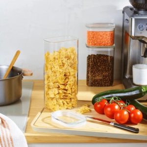 PB-PKV-067: GLASS SC W/BAMBOO LID S/3 M,L&XL RECT.