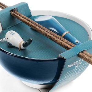 31388: CERAMIC NOODLE BOWL SET - BLUE WALE
