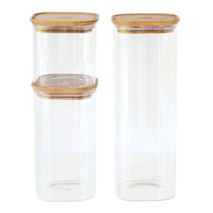 PB-PKV-035: GLASS SC W/BAMBOO LID S/3 M,L & XL