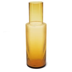 30681: RETRO RIBBED GLASS CARAFE 850ML - AMBER