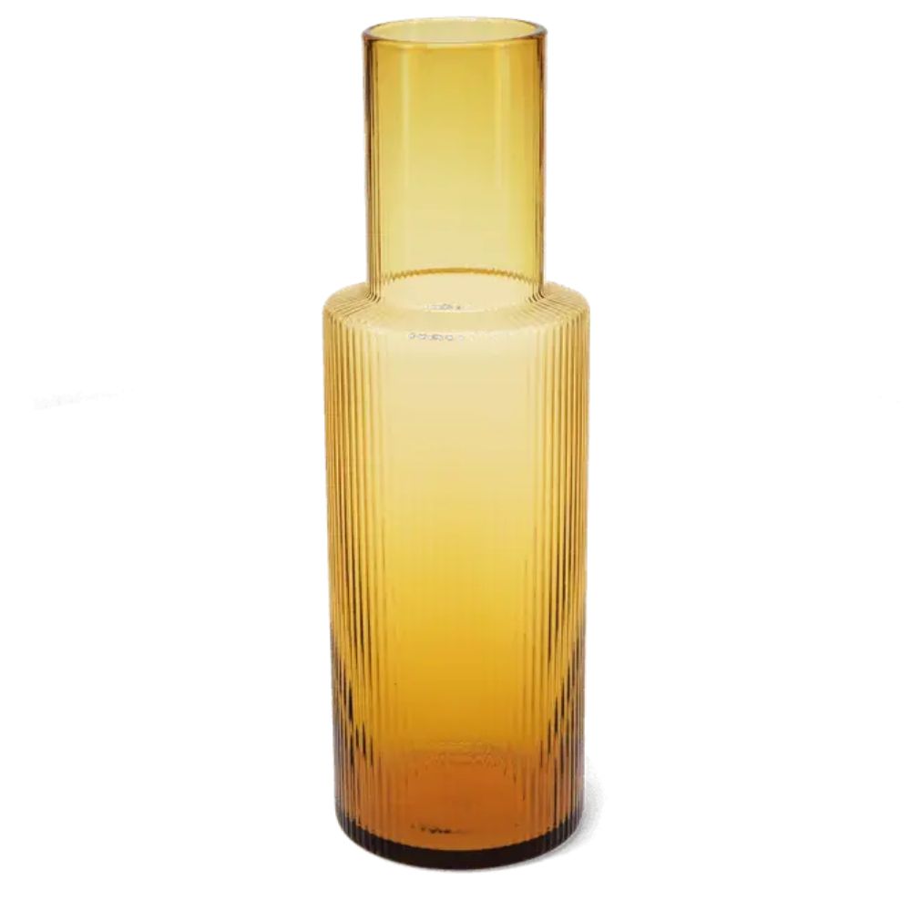 30681: RETRO RIBBED GLASS CARAFE 850ML - AMBER